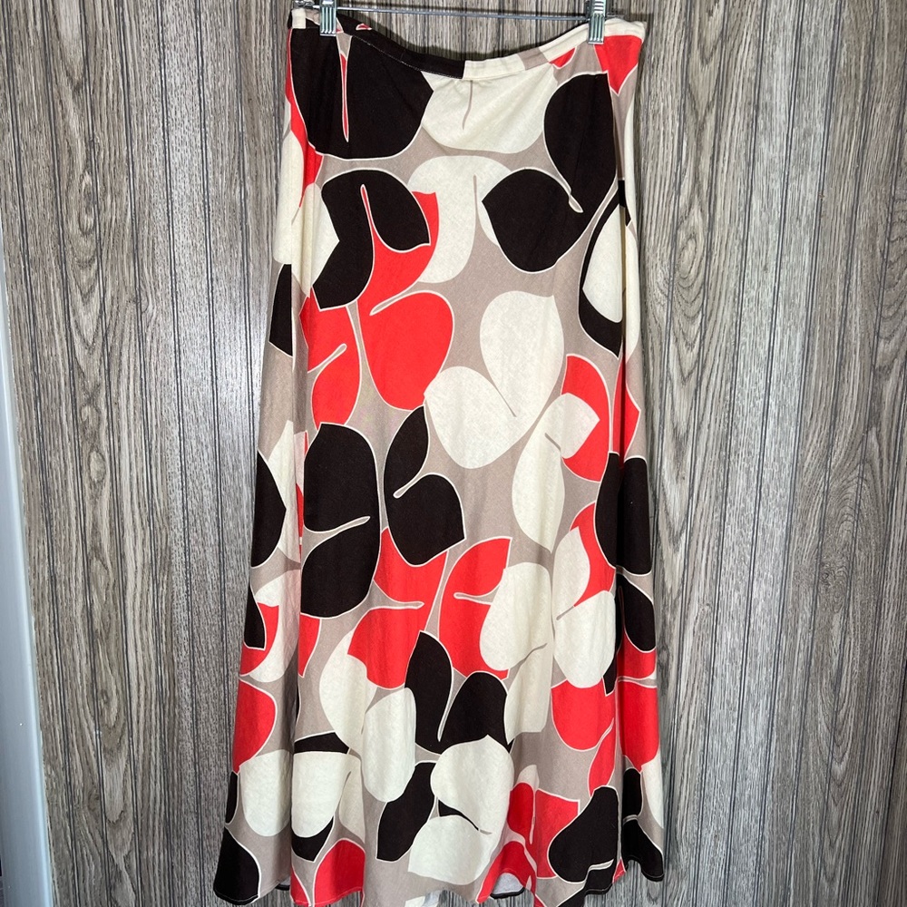 Plus Size Multi-colored Cato Linen Maxi Floral Hawaiian Hibiscus Print Skirt
